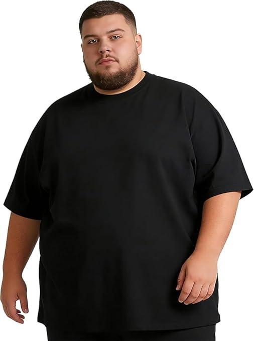 Men's Big T-Shirts6XL Soft Cotton Blend Plus Size Short Sleeve Tees, Comfort Stretch Crew Neck Plain Casual Shirts