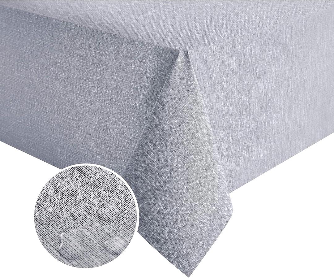 NLMUVW Rectangle Vinyl Tablecloth 100% Waterproof Oil Proof Spill Proof PVC Table Cloth Wipe Clean Table Cover for Kitchen Dining Picnic, 54 x 84 inch, Grey