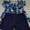Fanuerg Women's Tankini Swimsuits Ruffled Flowy Tankini Tops with Boy Shorts Swimwear Tummy Control Two Piece Bathing Suits 2XL