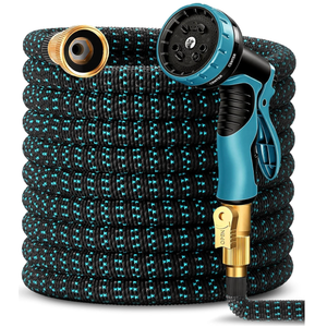 50 ft Expandable Garden Hose-2026 Upgraded Expanding Water Hose with 10 Function Nozzle, 3/4" Solid Brass Fittings, 5-Layer Latex Core, No-Kink Flexible Retractable Hose for Patio, RV, Car Washing