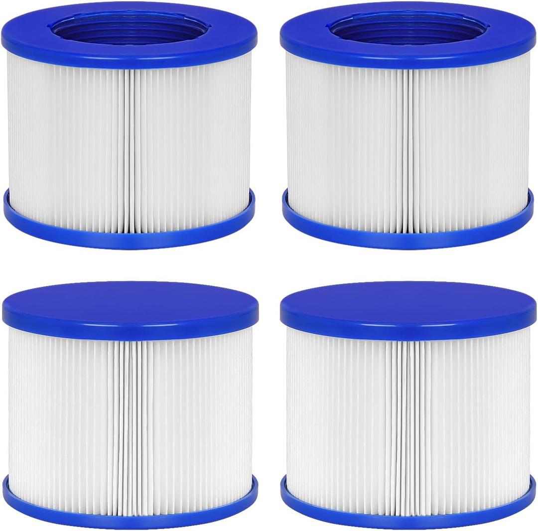 Hot Tub Replacement Filter Cartridges - Compatible with All RELXTIME, ALEKO, Wejoy, Aquaspa Hot Tub More - Screw-in Spa Filters for Inflatable Hot Tubs & Massage Pools (4 Pack)