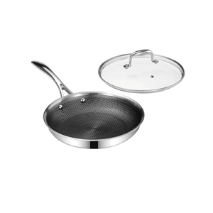 DELUXE Hybrid Ceramic Nonstick 10-Inch Fry Pan with Tempered Glass Lid, Skillet with Stay-Cool Handles, Dishwasher&Oven Safe, PFOA Free Compatible with All Cooktops