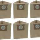 Pack 6 Vacuum Bags For Porter-Cable and Stanley 4 Gallon 5 Gal Shop Vac, Replacement Parts AT25-1238 Accessories Kit 25-1238