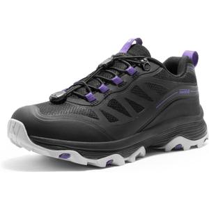 NORTIV 8 Women's Waterproof Hiking Shoes Quick Laces Outdoors Walking Trekking Camping Tennis Sneakers Canyon (9.5, Black/Purple)