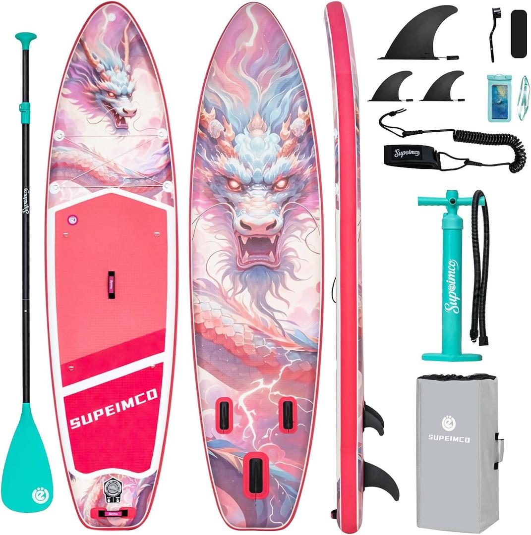 Inflatable Stand Up Paddle Board - Upgraded Glue-Free Hot Melt Technology, Long Service Life, 10'6", Anti-Slip EVA Deck, Full SUP Accessories, Included for Adults Youth All Skill Levels