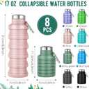 Lallisa 8 Pcs Collapsible Water Bottles Bulk Reusable Silicone Foldable Water Bottles 17 oz Portable Lightweight Sports Bottle with Carabiner for Gym Hiking Camping Travel(Fresh Colors)