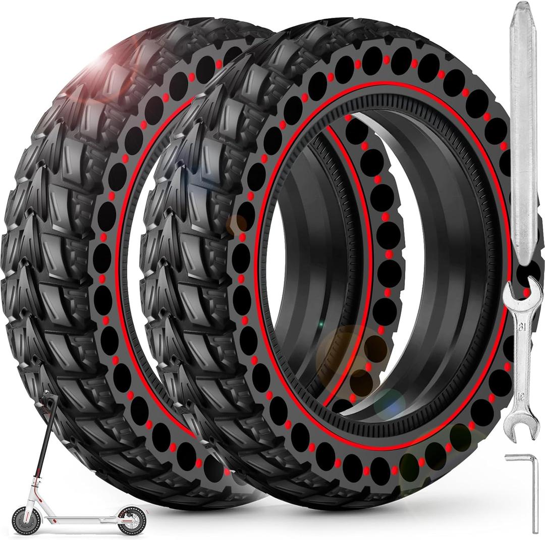 BANGTING 2PCS Upgrade 50/75-6.1 Electric Scooter Solid Tires, 8.5x2.0 Tires Tubeless for Gotrax GXL V2/XR/APEX, 8 1/2 x2 Tire Replacement for Hiboy S2, Xiaomi 3 Lite/3/Pro 2/1s/M365 (Red)