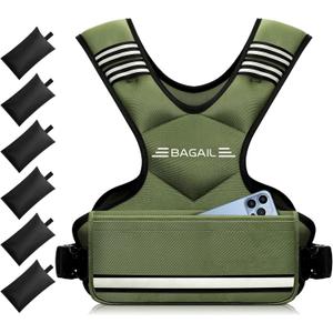 BAGAIL Adjustable Weighted Vest for Women 4-10lb, Comfortable U-Neck Rucking Vest with 6 Removable Weights, Storage Pocket and Reflective Strips for Walking, Jogging, Weight Loss & Home Workouts
