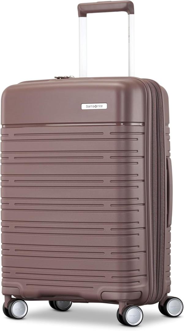 Samsonite Elevation Plus - Carry-On Hardside Luggage - Scratch Resistant Polypropylene Shell, RightHeight Adjustable Handle, Integrated AirTag Holder, TSA Lock, WetPak Compartment - Chocolate Mauve
