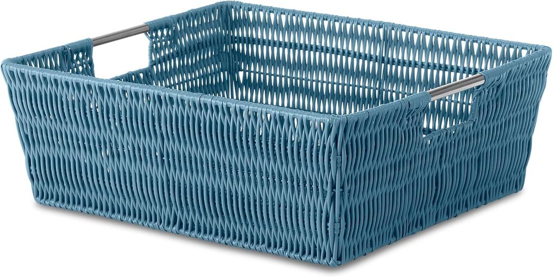 Whitmor Rattique Shelf Tote Berry Blue (13"L x 15"W x 5"H)