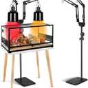 Dual Reptile Heat Lamp Stand, Adjustable Reptile Light Stand (15.7-74.3inch) with 360 Swing Arm and Anti-tip Clip, Lamp Holder for Terrarium, Amphibians Cage and Plants