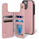 DJBEAR for iPhone 11 Pro Max 6.5" Phone case[Compatible with magsafe][RFID Blocking][Magnetic 2-in-1 Detachable][Back Flip Folio Wallet Cases] Shockproof Men Women Cover for Apple 11 ProMax Rose Gold