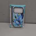 for iPhone 17 Pro Case for Women Girl Men Boy, Compatible with MagSafe, Shockproof Soft Silicone & Hard PC Shell Protective Case for iPhone 17 Pro - Cyan Glass Flower