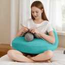 Crocheting Pillows, Reading Pillow for Gaming, Gaming Pillow for Lap, Lap Desk Pillow for Sitting in Bed or Sofa, Multi Functional Reading Pillow for Reading, Working or Crocheting, Green