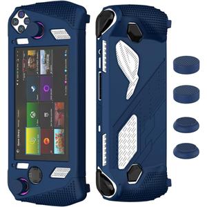 for Rog Ally Stand Protective Case, Silicone Accessories Protector, Soft Cover Skin Shell with 2 Pairs Thumb Grips Caps, Full Protection Kickstand for ASUS Rog Ally Handheld 2023 (Blue)