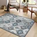 Lahome Moroccan Washable Living Room Rug, 5x8 Rugs for Bedroom Dining Room, Soft Non-Slip Non Shedding Boho Distressed Throw Carpet for Nursery Office, Blue (03-blue/Multi)