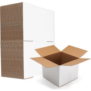 HORLIMER 40 Pack 5x5x5 Shipping Boxes, White Corrugated Cardboard Box for Mailing, Packaging, Small Business