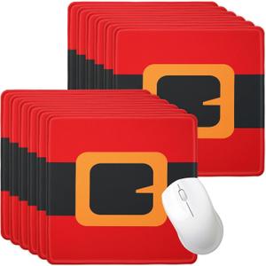 Treela 12 Pcs Christmas Employee Appreciation Gifts Bulk Mouse Pads Santa Claus Belt Desk Mat for Office Coworker Employee Teacher Staff Team Gifts