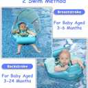 Mambobaby Float Baby Float with Canopy & Tail Non-Inflatable Infant Pool Floats Adjustable Safety Strap Toddler Swim Trainer (Green), Large For 3-24 months babies