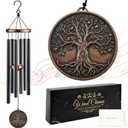 Tree of Life Wind Chimes for Outside, Gift for Men Women | 32in Resin 3D Tree Relief Windchimes for Patio Yard Garden Decor