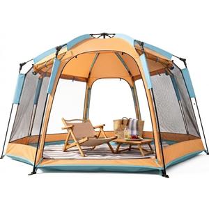 Beach Tent Easy Set Up, Wind Resistant Beach Tent with Sandbags, Easy Pop Up Canopy Sun Shelter with UPF 50, Large Beach Shade for 4-5 Person Family Outdoor Fun, Carpa para Playa for Camping Picnic, Extra large