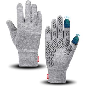 Aegend Lightweight Winter Gloves for Men Women, Warm Running Gloves Touchscreen Thermal Glove Liners for Cold Weather Driving, Cycling & Hiking, Non-Slip, Elastic Cuff, Stretchy, Durable (Small, Grey Black)