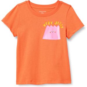 Amazon Essentials Girls Short-Sleeve T-Shirts (Medium, Bright Orange Jelly)