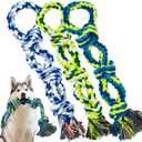 Rocfish [3 Pack] Dog Rope Toys for Aggressive Chewers, Nearly Indestructible Tug of War Toys for Large & Medium Dogs, 100% Cotton, Teeth Cleaning Chew Rope, Heavy Duty Tug of War Dog Toy for Boredom (Multicolour)