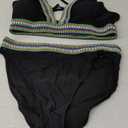 Blooming Jelly Womens High Waisted Bikini Sets Color Block Two Piece Swimsuit V Neck Crisscross Back Bathing Suit, XL