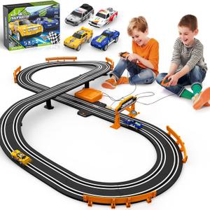 Slot Car Race Track Sets for Boys, Race Car Track with 2 High-Speed Slot Cars, Battery or Electric Car Track, Dual Racing Game Lap Counter Track Sets, Toys Gifts for Boys Girls Ages 4 5 6 7 8-12 (11FT)