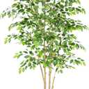 Tall UV Resistant Ficus Tree Artificial7ft(84in) Realistic Texture Potted Faux Ficus Tree Fake Trees Indoor Outdoor for Home Office Living Room Bedroom Foyer Porch Decor.