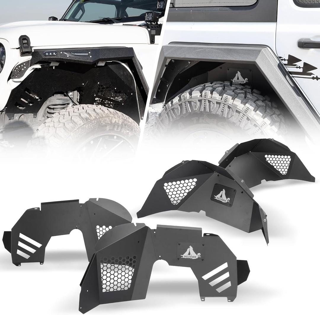 Inner Fender Liners Compatible for Jeep Wrangler JL JLU Unlimited 2018-2026 Offroad Powder Coated Steel Flares Front + Rear 4PCS with Accessories