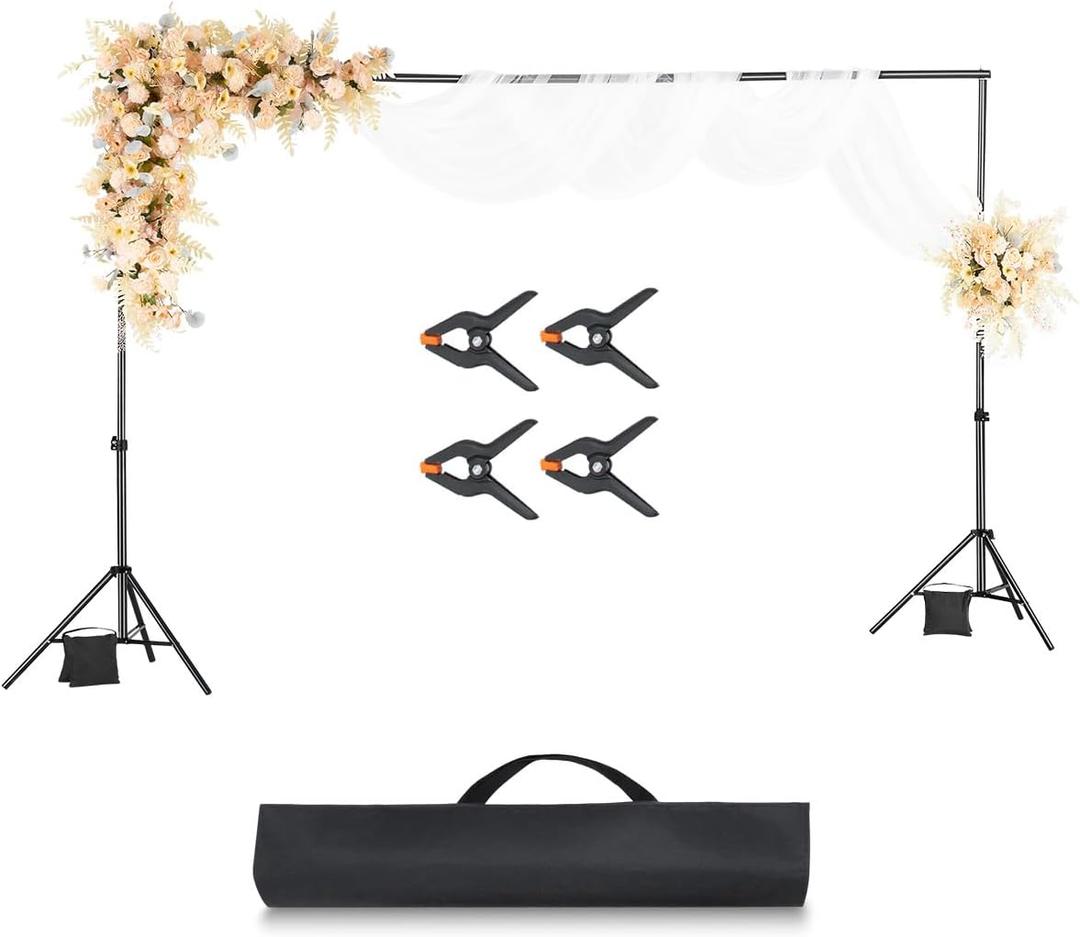 VEVOR Backdrop Stand, 6.5 x 10 Ft Adjustable Photo Backdrop Stand Kit, Portable Background Backdrop Stand with 5 Crossbars, Heavy Duty Projector Screen Stand, for Wedding, Photo Video Studio & Party