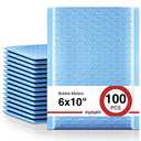 Fuxury 100Pcs Bubble Mailers 6x10" Light Blue Bubble Mailer Thick Shipping Padded Envelopes Usable Size 6x9" Padded Mailers Shipping Bags for Mailing, Packaging, Small Business, Boutique, Bulk #0