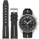 Niziruoup Rubber Strap for Moon swatch Watch, Curved No Gap, Premium Soft Durable Silicone Rubber Band Compatible with Omega x Swatch Moon Swatch Speed master 20mm Replacement Band Strap for Men Women