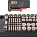 Battery Storage & Organizer Case with Tester, Stores & Protects Up to 110 Batteries, Holds AAA AA C D 9V Button Cell, Compact Design Home & Garage (Holds 110 Batteries)