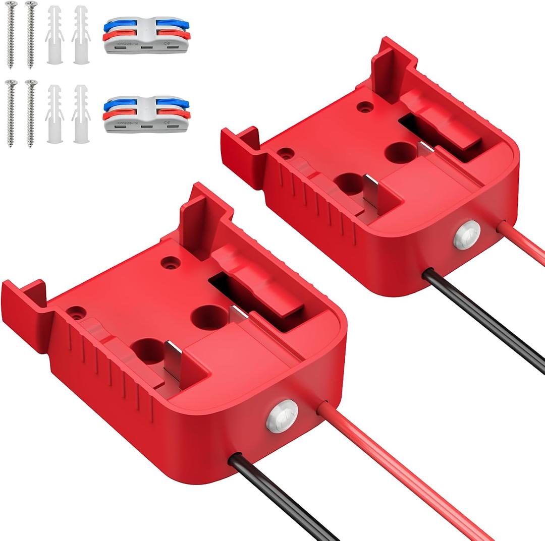 Kzreect Battery Adapter with Switch, Over-Discharge Protection, Compatible with Milwaukee 18V Battery, Converter for DIY RC Car Toys Robotics and Truck, 12 AWG Wire, 2 Pack (Red)