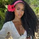 Curly Headband Wig for Women, 20 Inch Wear and Go Glueless Wigs Deep Wave Wig Half Wig As Human Hair with 1 Headband, 180% Density Synthetic Wigs None Lace Front (Black #1B)
