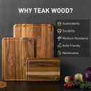 3 Pack Teak Cutting Boards for Kitchen Wood Wooden Cutting Boards Non Toxic, Multi-Size Set | 3 Pack with Holder