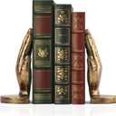 Book Ends to Hold Books Heavy Duty - Book Ends for Shelves, MXARLTR Decorative Bookends for Heavy Books with Anti-Slip Base Book Stopper for Home Office Meditation Yoga Room Decor (Antique Brass)