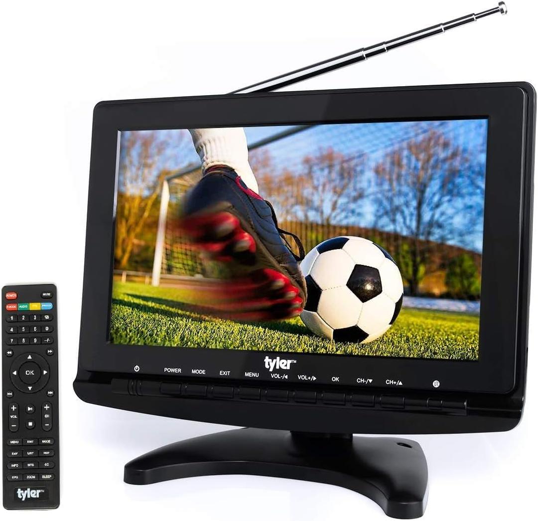 Tyler TTV706 10 Portable Widescreen 1080P LCD TV with Detachable Antennas, HDMI, USB, RCA, FM Radio, Built in Digital Tuner, AV Inputs, AC/DC, (3) Antennas, and Remote Control