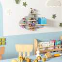 Grey Cloud Tonie Shelf Wall Mounted, Magnetic Floating Shelves for Toniebox, Tonies Characters, Wooden Tonie Storage Shelf for Kids Room