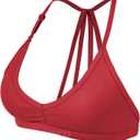 YEOREO Workout Sports Bras for Women Padded Strappy Open Back Gym Bra Light Impact Criss Cross Yoga Crop Top (Small, Red)