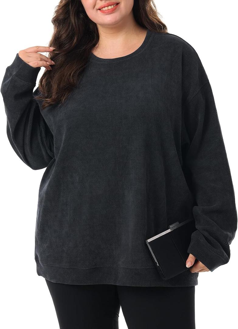 HOdo Women's Plus Size Sweatshirts Oversized Pullover Long Sleeve Tops Crew Neck Sweat Shirt Casual Loose Fitting 1X-5X (XXXL)