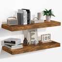 Floating Shelves - 2 Pack 9 Inch Rustic Wooden Wall Shelves - Extra Deeper & Thicker Wall Mounted Storage Shelf for Living Room, Kitchen, Farmhouse - 24" W x 9" D x 1.6" H - Rustic Brown