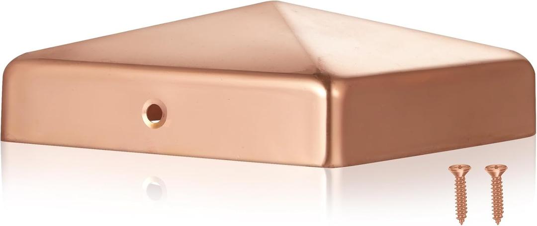 Tandefio 1 Pcs 6x6'' Solid Copper Post Caps Fence Pyramid Decking Caps with Screw for Metal Wood Cedar Fence Deck Corridors Mailbox Posts End Cover