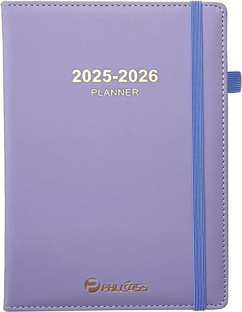 Daily Planner 2025-2026, Academic Planner(July 2025 - June 2026) - One Page Per Day, Daily Monthly Agenda, 5.7" x 8.3" Appointment Book with Hourly Schedule and Monthly Tabs (Purple)