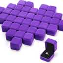 Laumoi 36 Pcs Ring Boxes Bulk Purple Velvet Jewelry Earring Boxes Wedding Ring Display Case for Packaging Wedding Ceremony Engagement Proposal Anniversary Birthday Gift