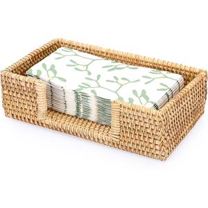 Sumnacon Napkin Holder Rattan Guest Towel Holder Tray for Bathroom,Woven Bathroom Napkin Holder Tray Decorative Napkin Holders for Kitchen Dining Table Party Holiday, Honey Brown