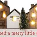 Christmas Decorations for Home Led Lighted Merry Christmas Tree Decor with Timer Wooden Rustic Farmhouse Tabletop Block Xmas Party Holiday Signs